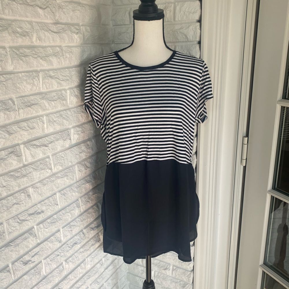 Striped Top with High Low Sheer Bottom